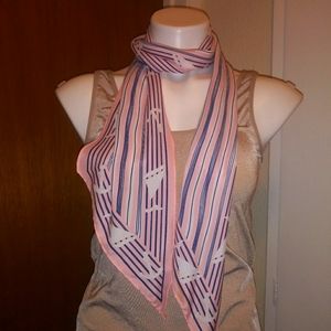 Vintage silk pink blue and white scarf
